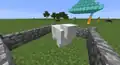 A sheep in Java Edition with Invisibility before Java Edition 14w05b. Its wool is still visible.