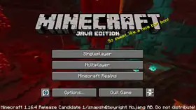 Java Edition 1.16.4 Release Candidate 1.png: Infobox image for Minecraft 1.16.4 Release Candidate 1 the version in Minecraft