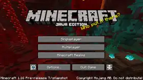 Java Edition 1.16 Pre-release 7.png: Infobox image for Minecraft 1.16 Pre-release 7 the version in Minecraft