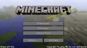 Java Edition RC1 menu.png: Infobox image for Minecraft RC1 the version in Minecraft