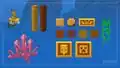 Various blocks and items used in Labyrinth Zone.
