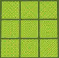 Several intricate lime terracotta patterns.