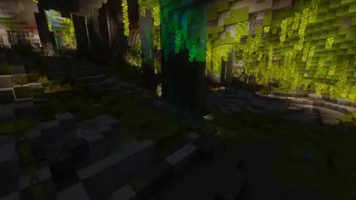 Lush Caves Vibrant Visuals.png: Infobox image for Lush Caves the biome in Minecraft