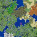 A map wall, showing large areas of biome colors for each biome.