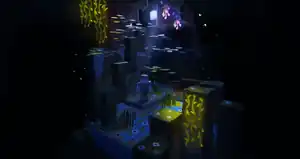 Lush caves at night.