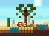 Tiny Jens and Tiny Agnes looking at a meerkat under a palm tree.