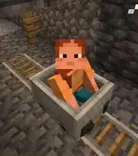Ari in a minecart.