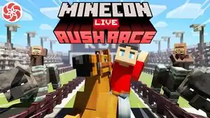 Two ravagers on the key art for Minecon Live: Rush Race!
