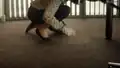 A woman breaking the floor.
