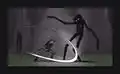 An enderman getting slashed by a human