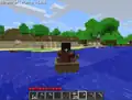 A third-person perspective of a boat in Java Edition Alpha v1.0.6.