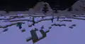 Monsters in a snowy plains biome at night.