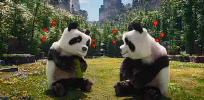 A jungle with pandas