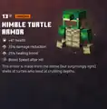 Nimble turtle armor within the inventory.
