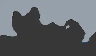The side view of a world using 3D noise, creating overhangs