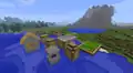 A village generated on water, before plank paths were implemented.