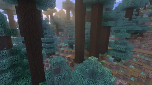 Old Growth Pine Taiga Vibrant Visuals.png: Infobox image for Old Growth Pine Taiga the biome in Minecraft