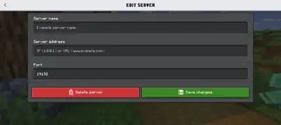 The "Edit server" screen.