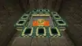 A pedestal below an end portal in a stronghold.