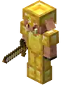 A full golden armor piglin.