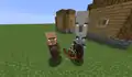 A pillager patrol leader with a villager (before 18w46a).