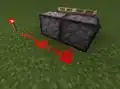 Redstone connecting to pistons in Bedrock Edition.