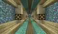 A tunnel made with prismarine blocks.