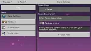 The Realms settings.