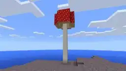 A red 13 block-tall huge mushroom generated in mushroom fields.