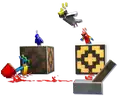 Artwork of parrots with redstone.