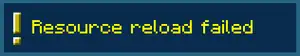 A toast after a resource pack reload fails in Java Edition.