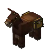 Saddled Chested Mule.png: Infobox image for Mule the entity in Minecraft