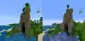A shattered jungle in Java Edition and Bedrock Edition.