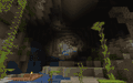 A comparison between a cave with smooth lighting enabled and the same cave without it.