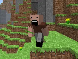 Notch sneaking around in Minecraft.