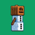 Pixel art animation of a snow golem melting to death.