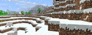 Snowfall in Minecraft Alpha.