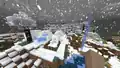 A snowy plains village bordering a snowy taiga.