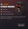 Spider armor within the inventory.