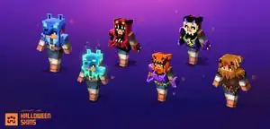 Concepts for the types of armor that would be in the Spooky Fall event, with the one at the top center being the one featured in the event.