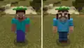 A comparison between regular Steve and A Minecraft Movie Hero Pack's Steve.