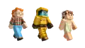Promotional render of the Barb, Hazmat Steve, and Eleven - Tank Suit skins.