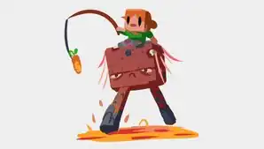 Concept art of Alex riding a strider. Notice the carrot on a stick instead of warped fungus on a stick.