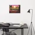 Sunset, a rerelease of concept art for the Wild Update hung on a wall.