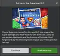 A notification that prompts players to obtain the Superman DLC.