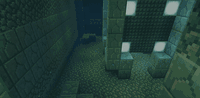 Animation of a player swimming around in an ocean monument.