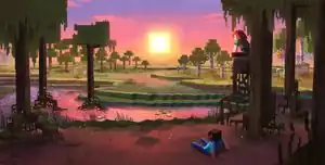 Birch forest, oak forest and mangrove swamp concept art.