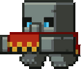 Pixel art of a tuff golem with an item walking.