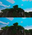 A comparison of subsurface scattering off (top) vs on (bottom). This can only be changed with a resource pack.