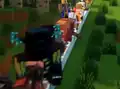 A warden riding a minecart in the Minecraft Live announcement trailer.